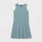 Girls' Tank Scoop Neck Rib-knit Skater Dress - Art Class Blue