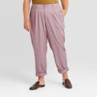 Women's Plus Size High-rise Straight Leg Cropped Pants - A New Day Lilac