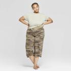 Women's Plus Size Short Sleeve Cropped Lounge T-shirt - Colsie Green