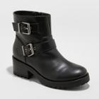 Women's Laraine Faux Leather Wide Width Buckle Fashion Bootie - Universal Thread Black 8w,