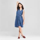 Women's Denim Wrap Dress - Universal Thread Medium Wash