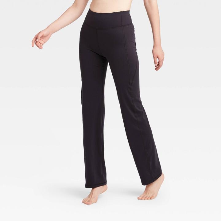 Women's Contour Power Waist Mid-rise Straight Leg Pants 34.5 - All In Motion Black S - Long, Women's, Size: