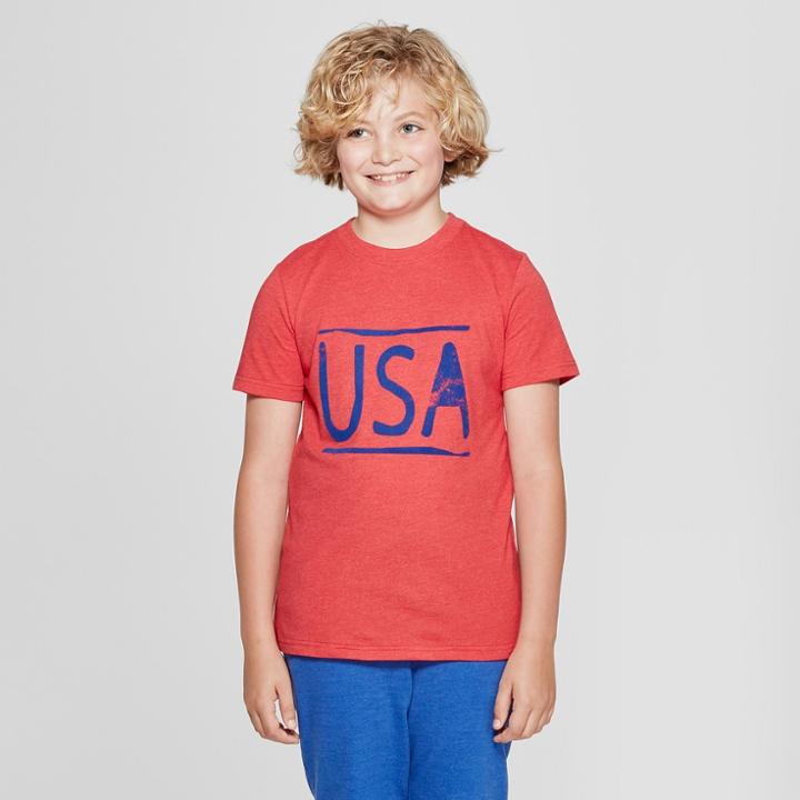 Boys' Short Sleeve Usa Graphic T-shirt - Cat & Jack Red