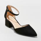 Women's Natalia Wide Width Microsuede Pointed Toe Block Heeled Pumps - A New Day Black 12w,