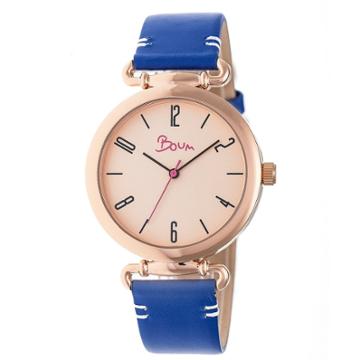 Boum Lumiere Ladies Leather-band Watch - Blue/rose Gold