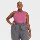 Women's Plus Size Slim Fit Rib Tank Top - A New Day Purple
