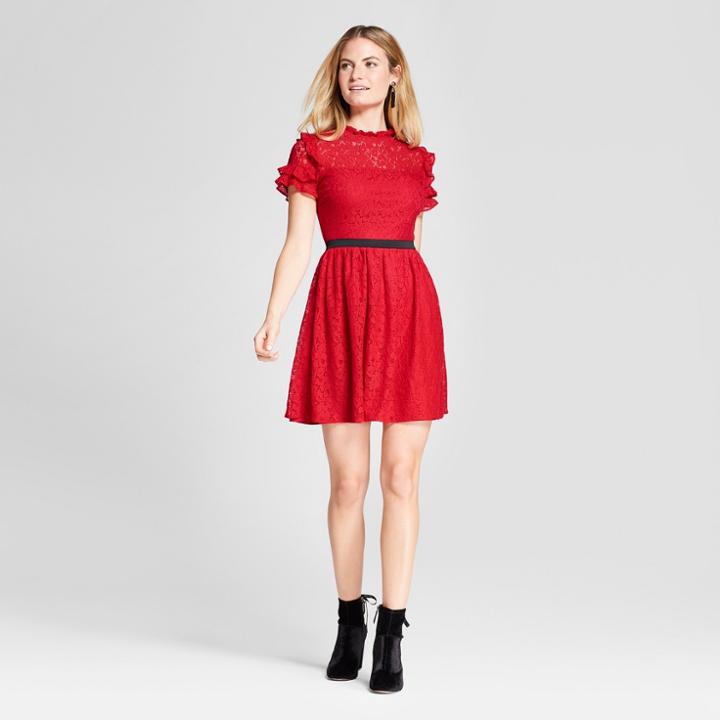 Women's Lace A-line Dress - Necessary Objects Red