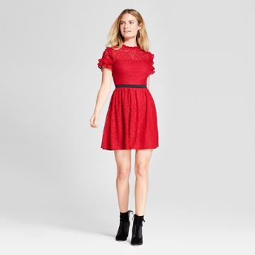 Women's Lace A-line Dress - Necessary Objects Red