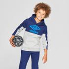 Umbro Boys' Fleece Pullover Hoodie - Light Grey Heather/ Navy Blue (light Grey Heather/navy Blue) -