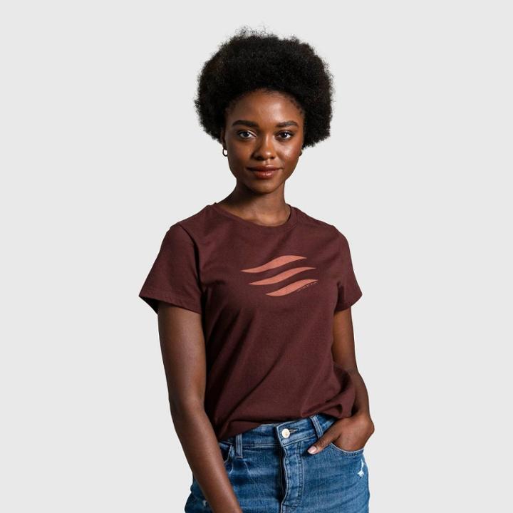 United By Blue Women's Organic Logo Waves Graphic T-shirt - Bitter Chocolate