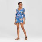 Women's Floral Print V-neck Romper - Lots Of Love By Speechless (juniors') Blue
