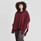 Women's Plus Size V-neck Poncho - A New Day Dark Red