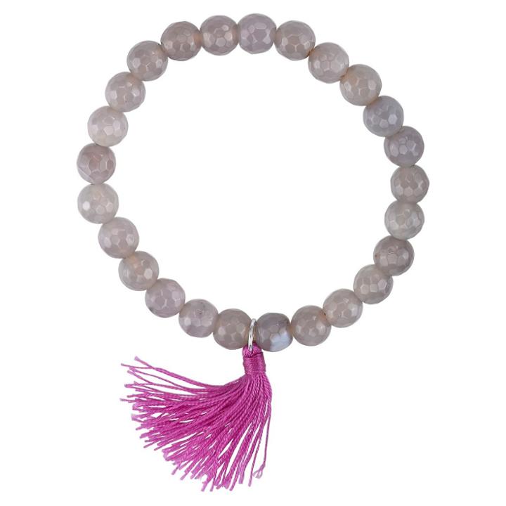 Target Genuine Stone Agate Faceted Bead Bracelet - 8 -