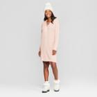 Women's Long Sleeve Lace-up Cable Knit Sweater Dress - Almost Famous (juniors') Pink