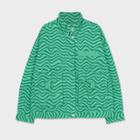 Zip Front Utility Jacket - Wild Fable Green Wave Print