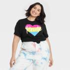 Ev Lgbt Pride Pride Gender Inclusive Adult Extended Size Pansexual Flag Heart Short Sleeve Graphic T-shirt - Black