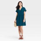 Women's Short Sleeve Shirtdress - Universal Thread Blue