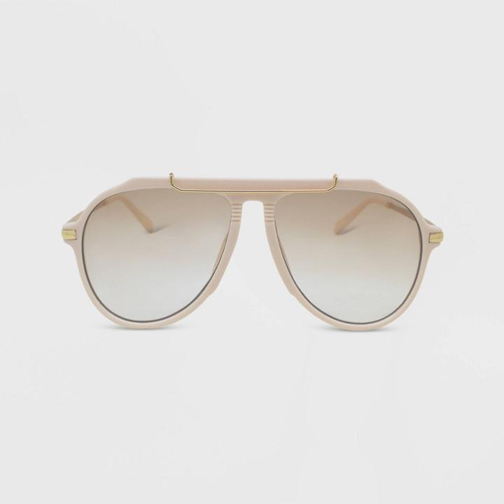 Women's Solid Plastic Metal Aviator Combo Sunglasses - Wild Fable Beige Nude
