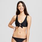 Vanilla Beach Women's Knot Front Bralette Bikini Top - Black