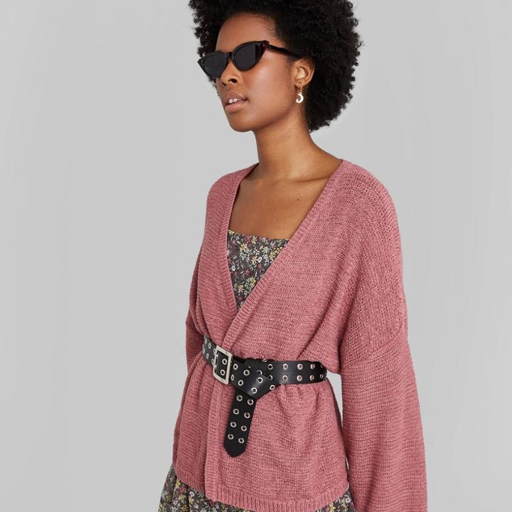 Women's Long Sleeve Open Neck Lightweight Cardigan - Wild Fable Plum Xs, Women's, Purple