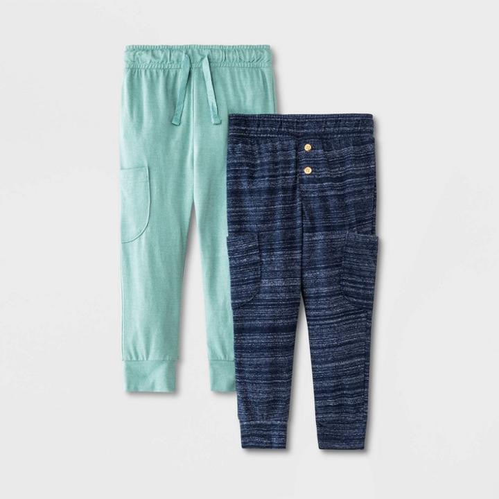 Toddler Boys' 2pk Jersey Knit Pull-on Jogger Pants - Cat & Jack Green/navy