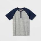 Boys' Baseball Henley Short Sleeve T-shirt - Cat & Jack Heather Gray/navy