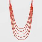Five Row Bugle Bead Necklace - A New Day Red, Gold