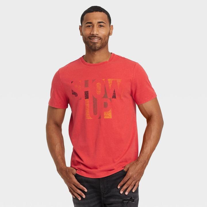 No Brand Black History Month Men's Show Up Short Sleeve Graphic T-shirt - Red