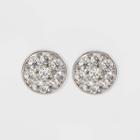 Distributed By Target Button Stud Earrings Sterling Cubic Zirconia Disc -