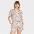 Women's Leopard Print Simply Cool Short Sleeve Button-up Shirt - Stars Above Cream