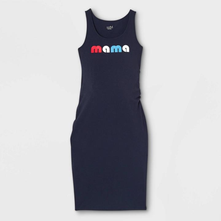 Sleeveless Mama Graphic T-shirt Maternity Dress - Isabel Maternity By Ingrid & Isabel Navy