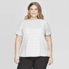 Women's Plus Size Striped Short Sleeve T-shirt - Ava & Viv Gray X