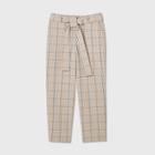 Women's Plaid Tie Waist Straight Pants - A New Day Brown