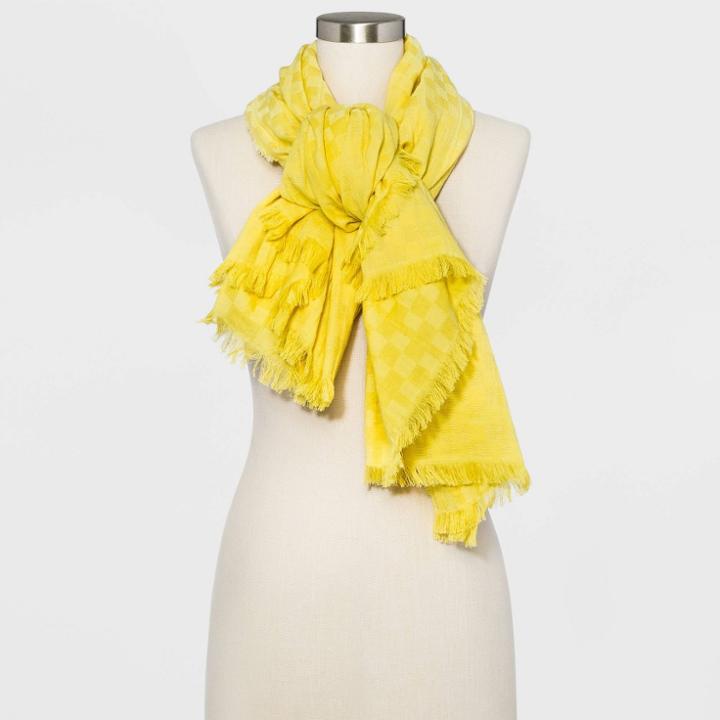 Women's Square Gingham Jacquard Scarf - Universal Thread Lime One Size, Green
