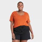 Women's Plus Size V-neck T-shirt - Ava & Viv Rust