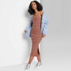 Women's Sleeveless Rib-knit Dress - Wild Fable Striped Brown