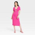 Women's Short Sleeve Cut Out Knit Dress - A New Day Dark Pink