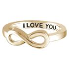 Distributed By Target Women's Sterling Silver Elegantly Engraved Infinity Ring With I Love You - Yellow