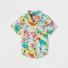 Toddler Boys' Dino Print Challis Short Sleeve Button-down Shirt - Cat & Jack Cream