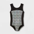 Girls' Iridescent Geometric Gymnastics Tank Leotard - Cat & Jack Black