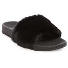 Women's Mad Love Phoebe Faux Fur Slide Sandals - Black