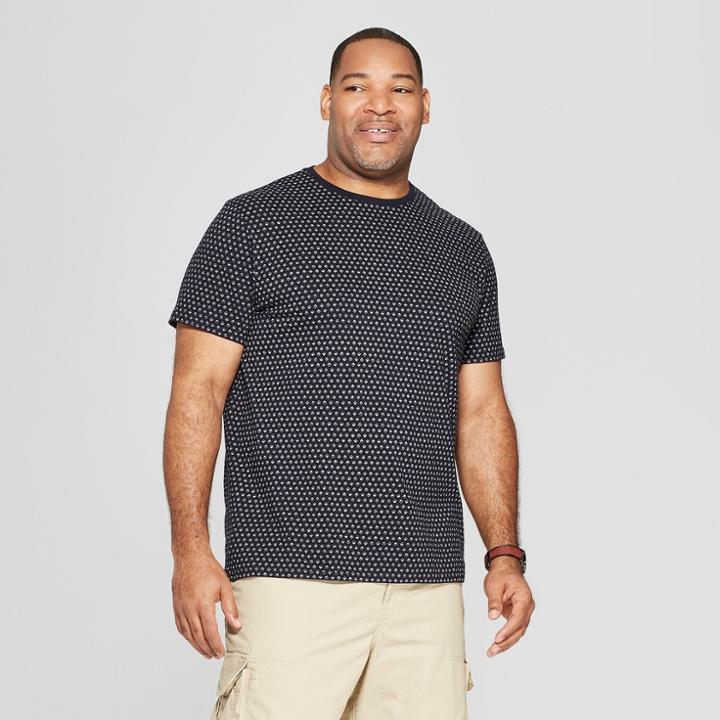 Men's Tall Regular Fit Short Sleeve Novelty Crew T-shirt - Goodfellow & Co Xavier Navy