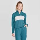 Women's Fleece Quarter Zip Crew Sweatshirt - Colsie Teal Xl, Women's, Blue