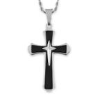 Men's West Coast Jewelry Two-tone Stainless Steel Flared Triple Layer Cross Pendant,
