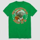 Men's Big & Tall Short Sleeve Star Wars Ugly Holiday Jolly Yoda T-shirt - Green Heather