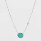 Boxed Circle With Cubic Zirconia And Amazonite Semi-precious Stone Necklace - A New Day Green, Women's