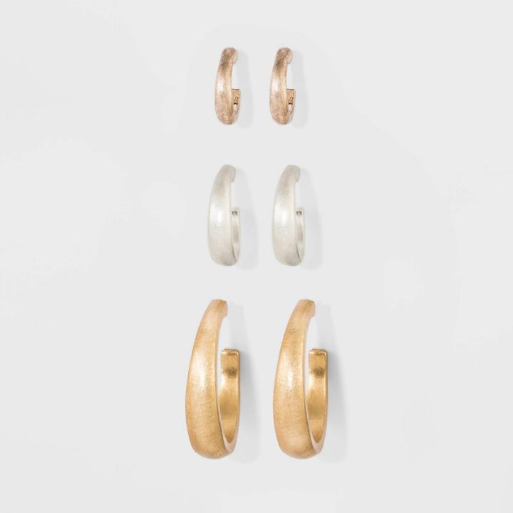 Graduated Size Hoop Earring Set 3ct - Universal Thread,