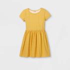Girls' Printed Knit Short Sleeve Dress - Cat & Jack Light Mustard