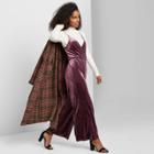 Women's Sleeveless V-neck Velvet Wrap Jumpsuit - Wild Fable Plum Xs, Women's, Purple
