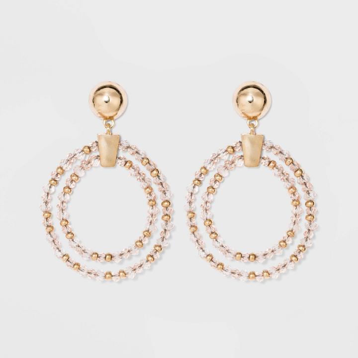 Orbital Beaded Circle Drop Earrings - A New Day Light Pink, Women's,